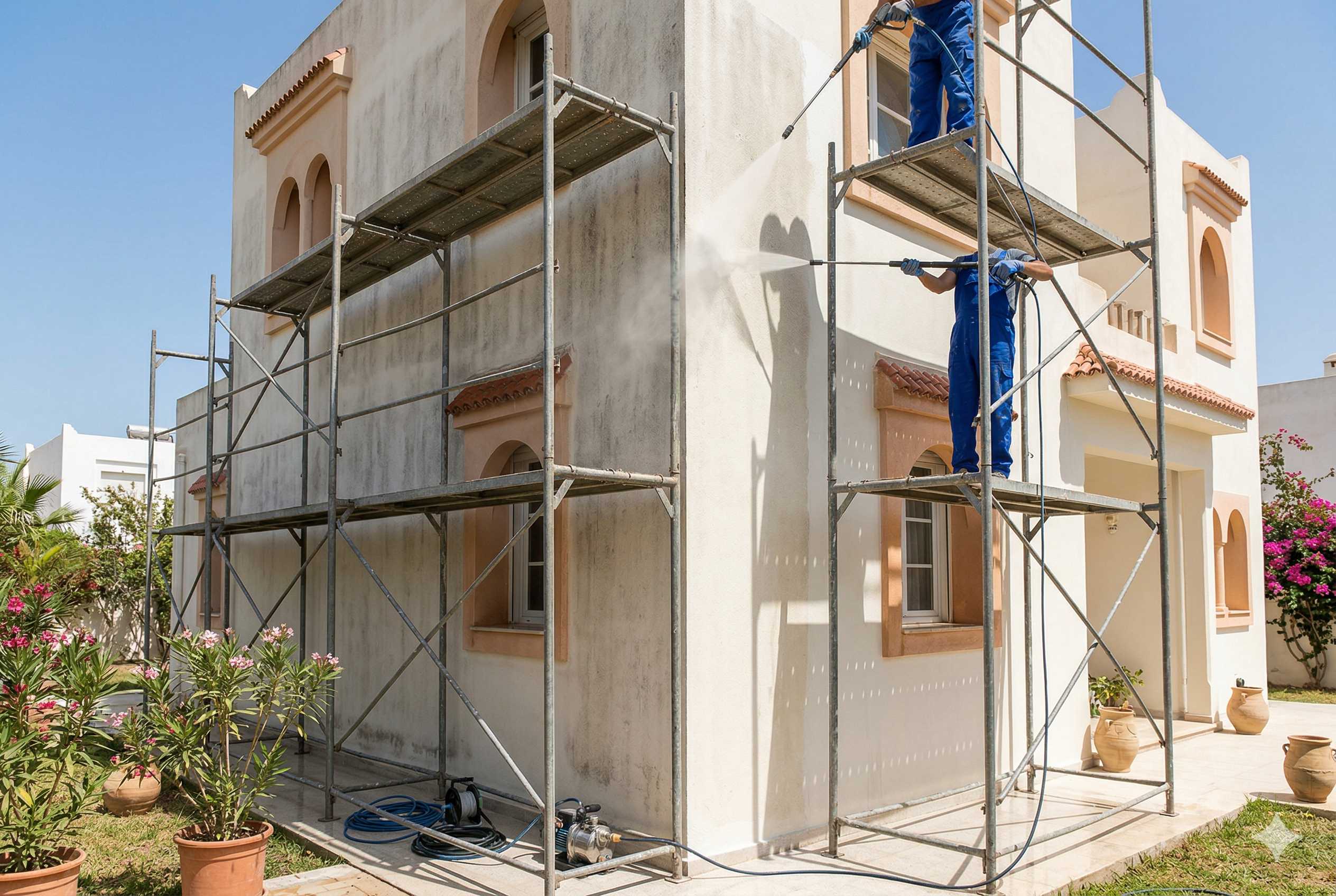 Préparation et lavage façade peinture extérieure Lafrizi Painting