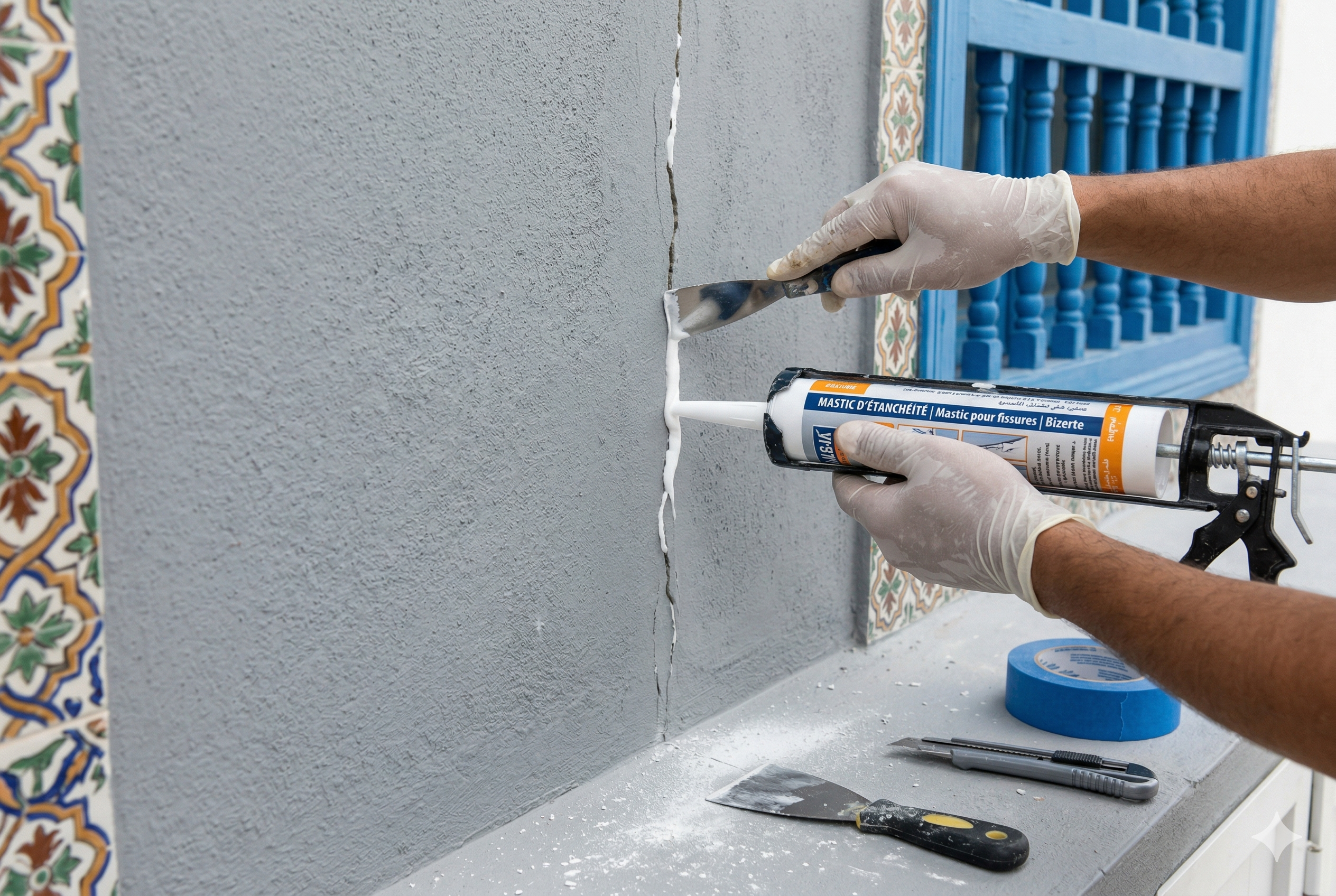 Réparations et calfeutrage fissures façade peinture extérieure Lafrizi Painting